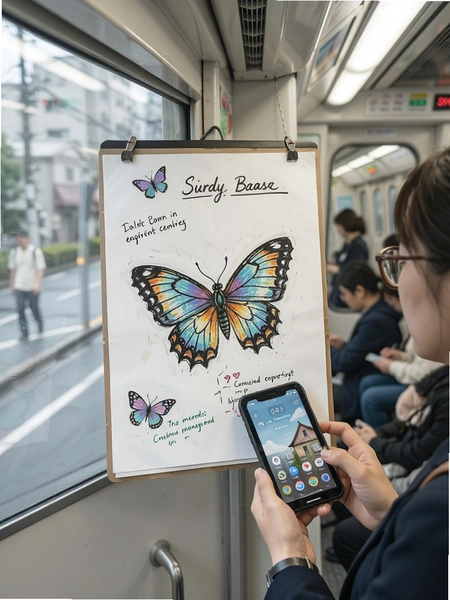 蝴蝶绘梦通勤场景使用示意图