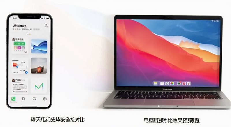 手机与电脑打开毕安链接对比效果预览图