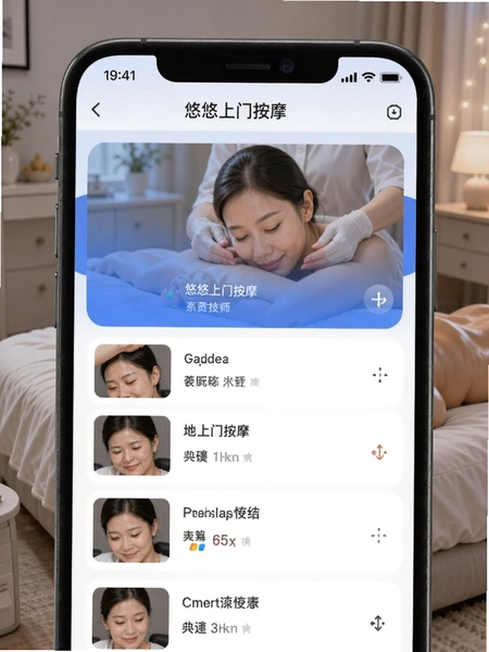 悠悠上门按摩APP技师列表界面预览图