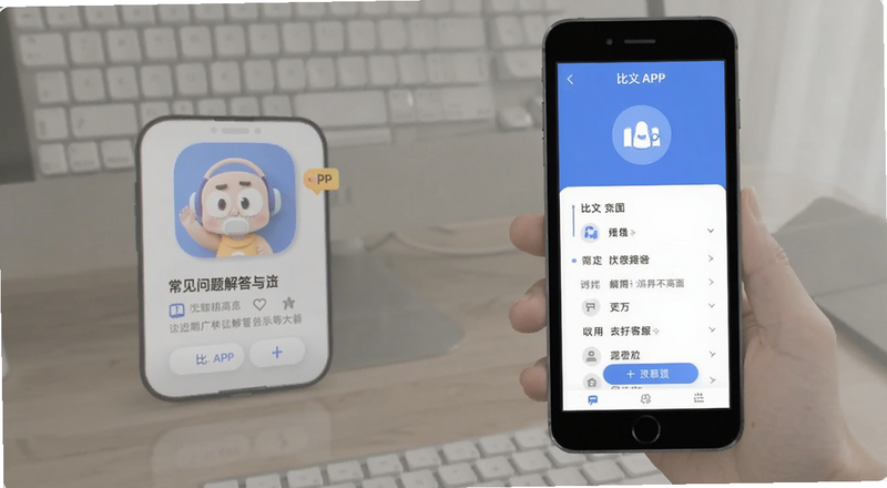 比安APP常见问题解答与客服界面预览图