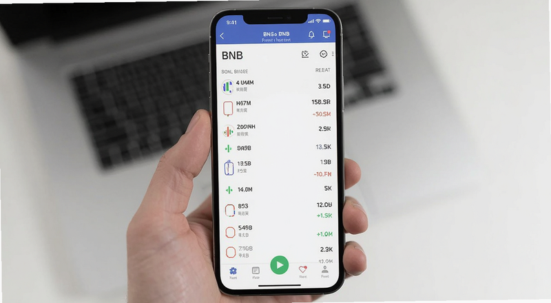 手机BNB交易对列表与行情页面预览图
