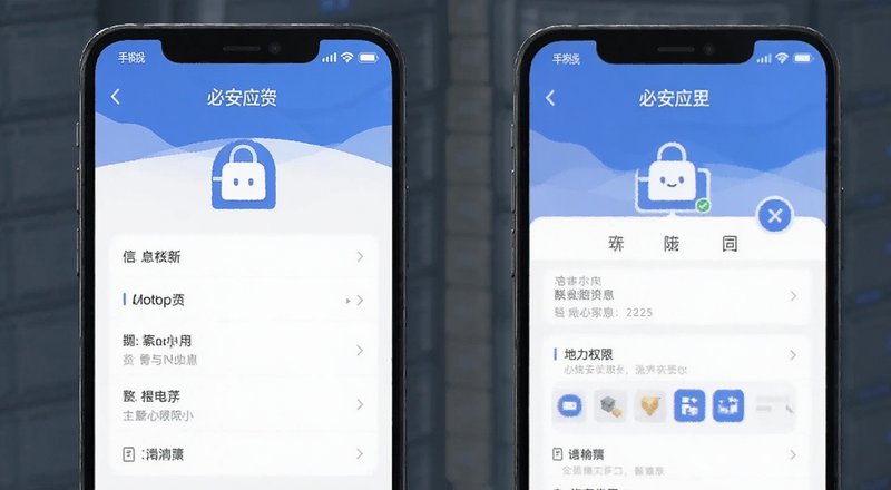 手机版必安应用信息与权限管理页面预览图