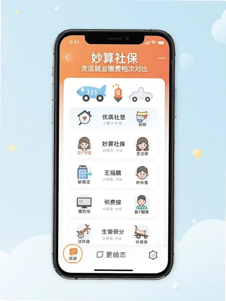 妙算社保 灵活就业缴费档次对比界面