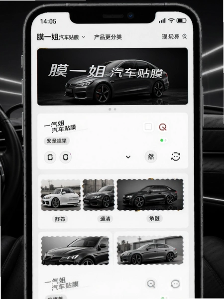 膜一姐汽车贴膜产品分类界面预览图