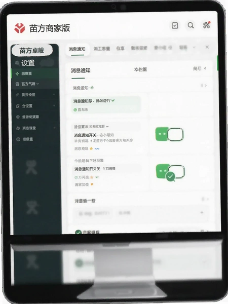 苗方商家版设置页面消息通知开关位置
