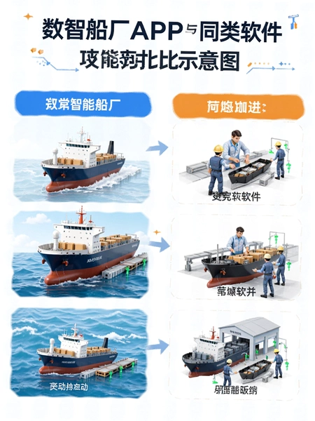 数智船厂APP与同类软件功能对比示意图
