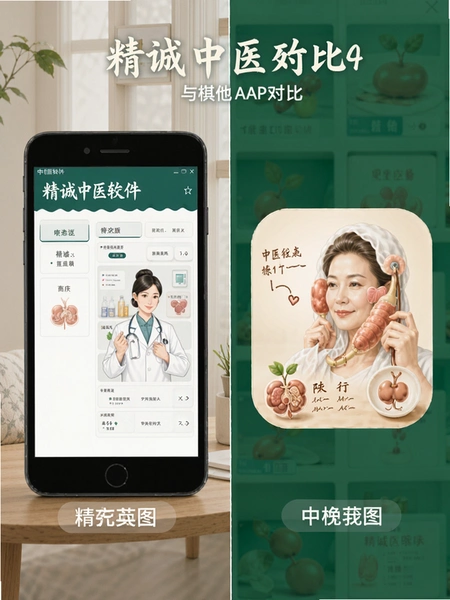 精诚中医软件界面与其他中医APP对比图