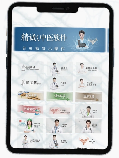 精诚中医软件首页分类标签操作示意图