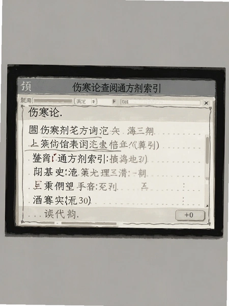 伤寒论查阅通方剂索引界面预览图