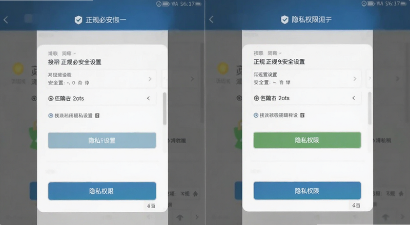 正规必安安全设置与隐私权限界面图