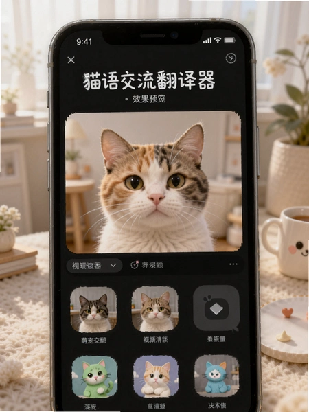 猫语交流翻译器软件 萌宠视频模板效果预览图