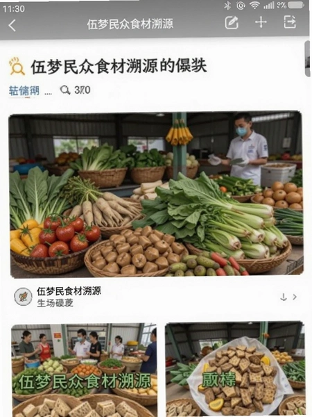伍梦民众食材溯源页面截图