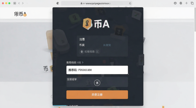 币A注册页面推荐码填写界面预览图