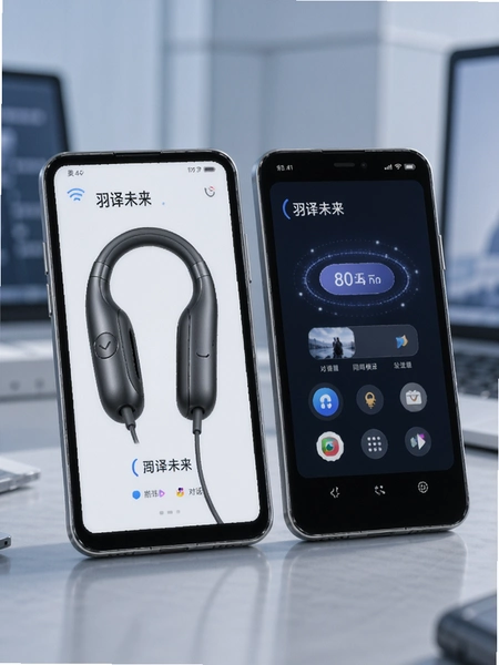 羽译未来-蓝牙耳机同声传译 对话模式双屏界面预览图
