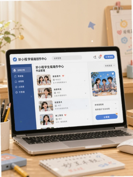 妙小程学生端创作中心作品管理界面