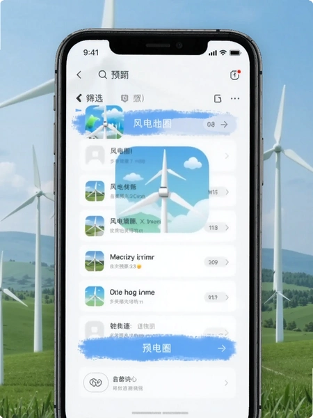 风电圈app项目筛选操作界面预览图