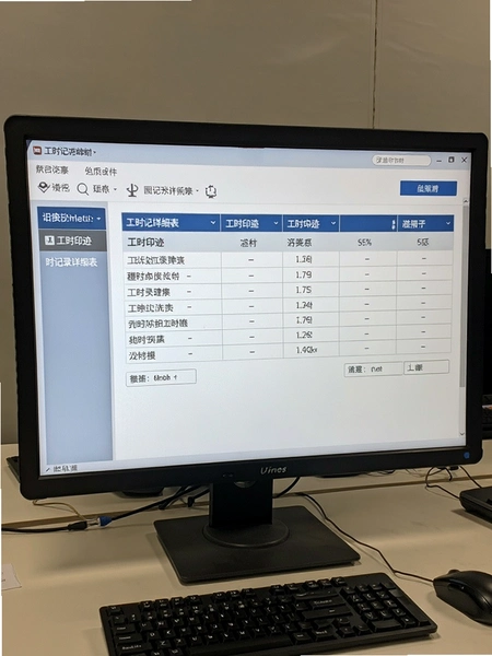 工时印迹工时记录明细表导出界面