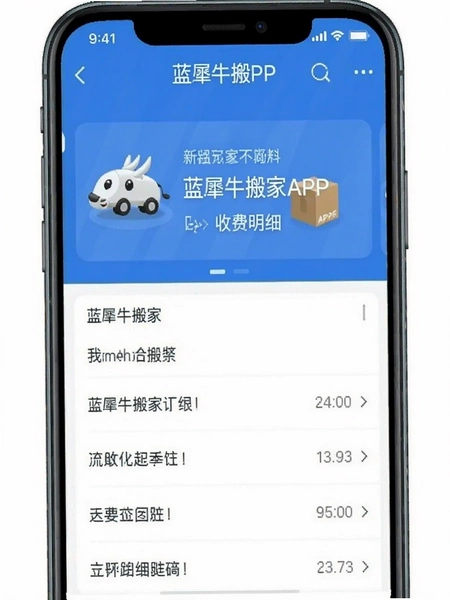 蓝犀牛搬家APP收费明细页面截图