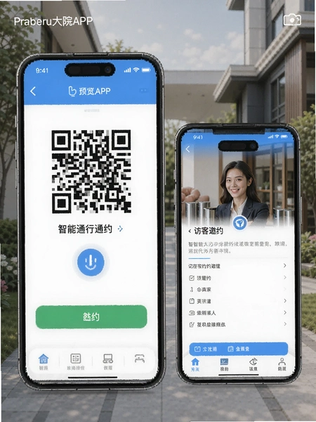 智慧大院APP智慧通行二维码与访客邀约界面预览图
