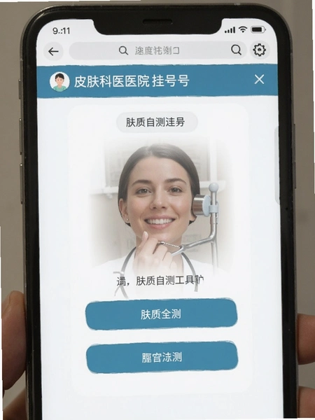 皮肤科医院挂号网 肤质自测工具界面