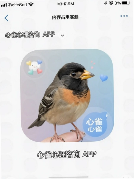 心雀心理咨询APP内存占用实测截图