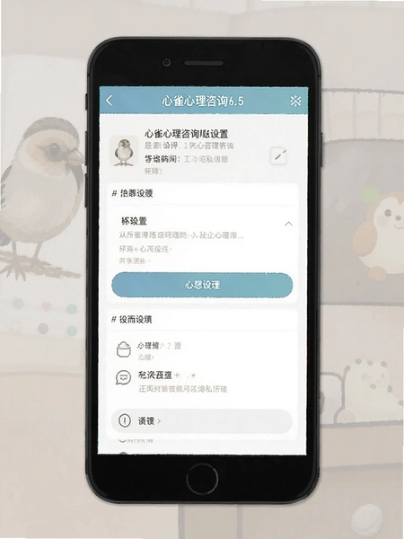 心雀心理咨询隐私设置界面截图