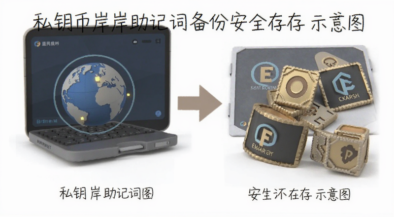 私钥币岸助记词备份安全存放示意图