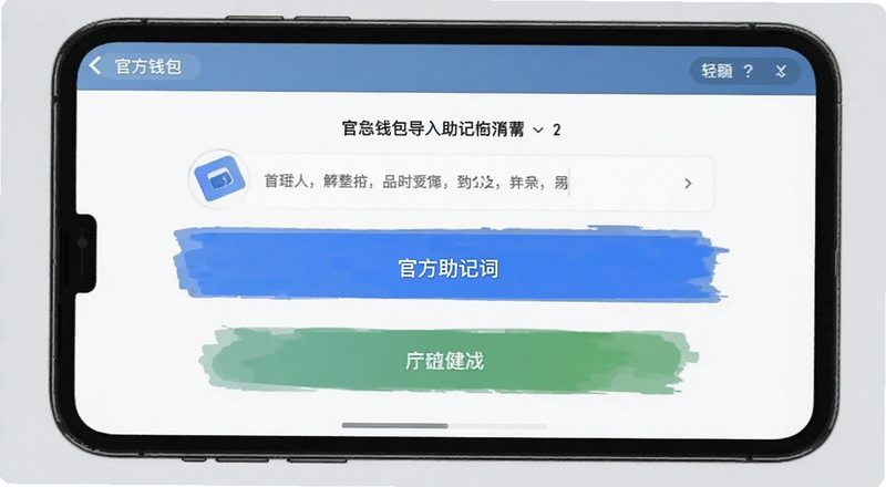 官方钱包App导入助记词界面预览图