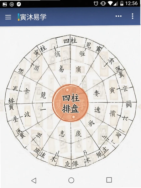 安卓手机打开寅沐易学四柱排盘界面截图