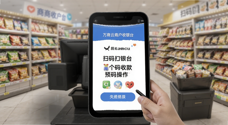 万商云商户收银台扫码收款操作预览图