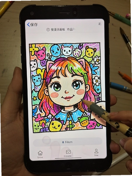 搜漫涂色画板作品保存界面