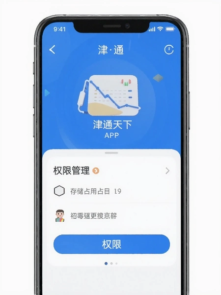 津通天下APP存储占用和权限管理界面