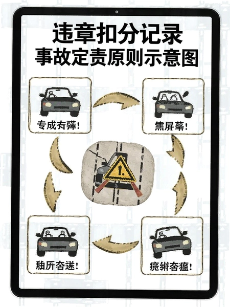 违章扣分记录事故定责原则示意图