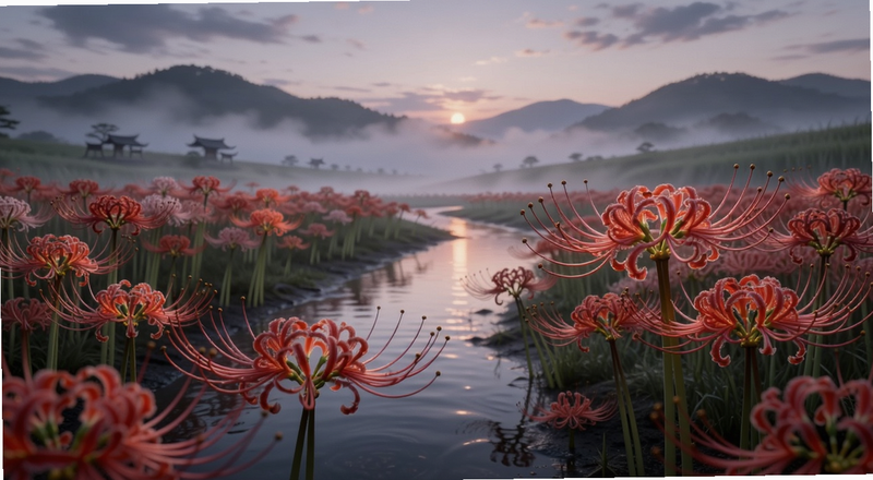 彼岸花海意境图