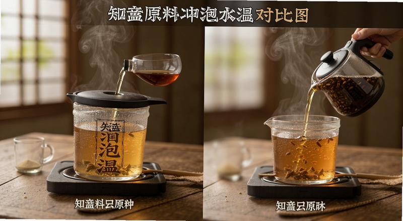 知缶原料冲泡水温对比图