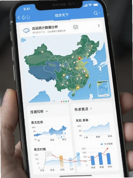 信步天下app出运统计数据分析界面