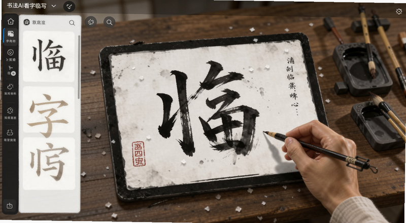 书法AI看字临写界面预览图