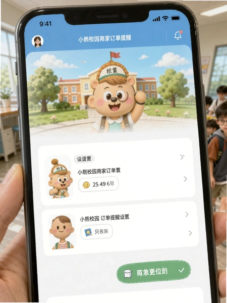 小熊校园商家订单提醒设置界面