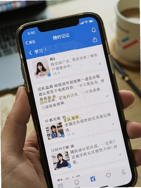 随时记 学习界面截图 手机屏幕展示文章列表