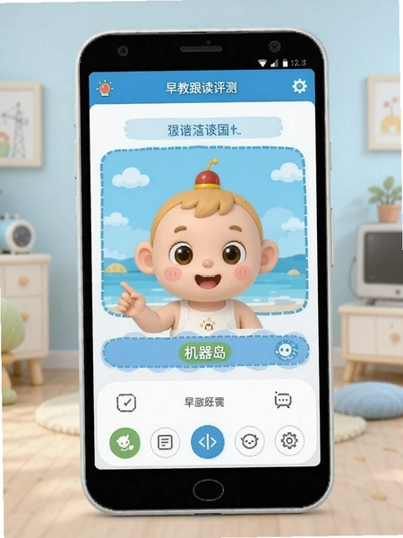 机器岛早教跟读评测界面预览图