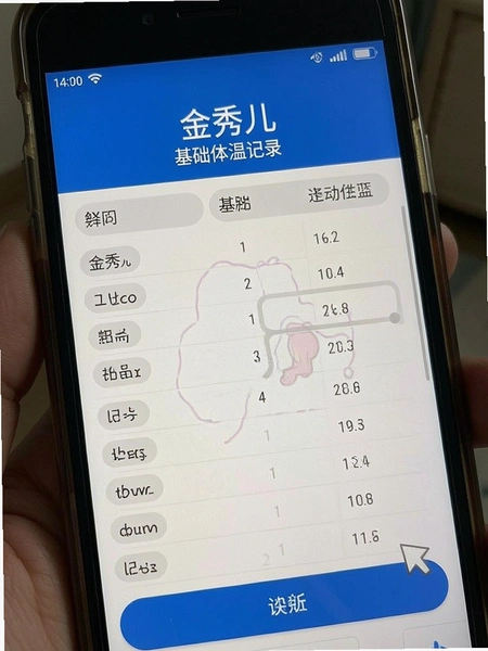 金秀儿基础体温记录界面