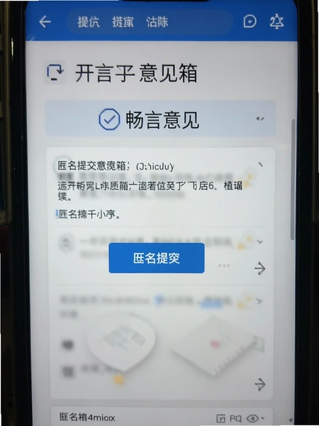 畅开言意见箱匿名提交界面截图