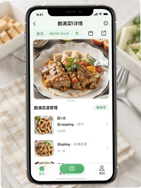 鹏满菜谱管理APP菜谱详情页