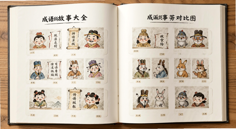 成语故事大全内页排版对比图