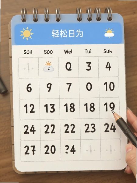 轻松放大字 天气日历界面