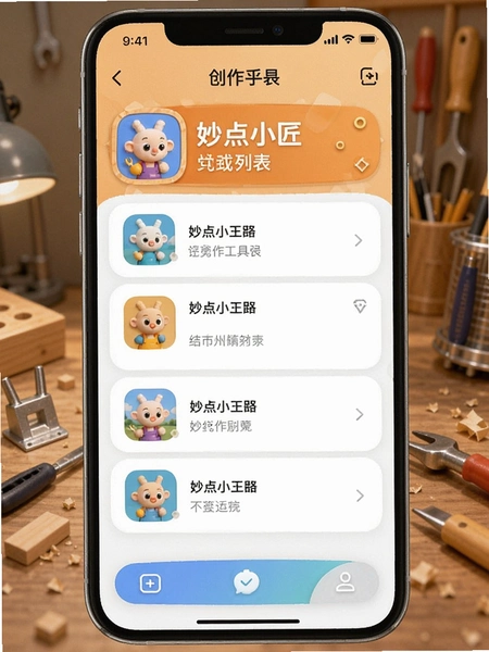 妙点小匠App创作工具列表界面