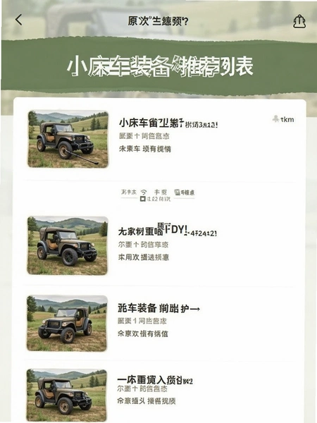 小床车装备推荐列表页面
