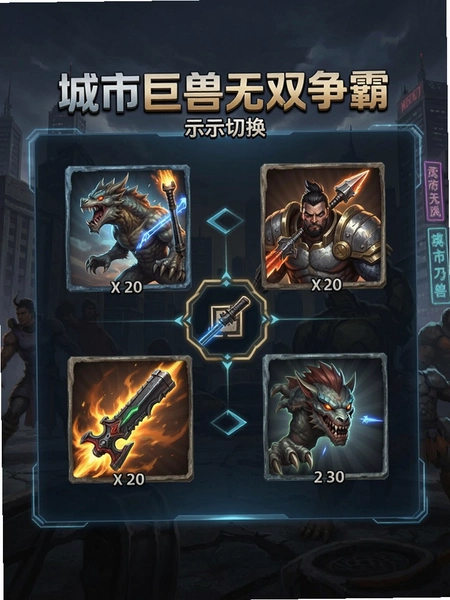 城市巨兽无双争霸 武器切换界面示意图