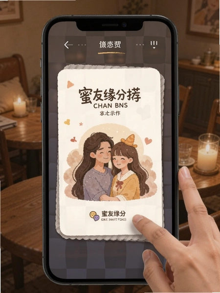 蜜友缘分推荐卡片滑动操作示意图