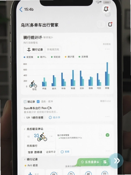 共享单车出行管家 数据统计页面 骑行记录 预览图